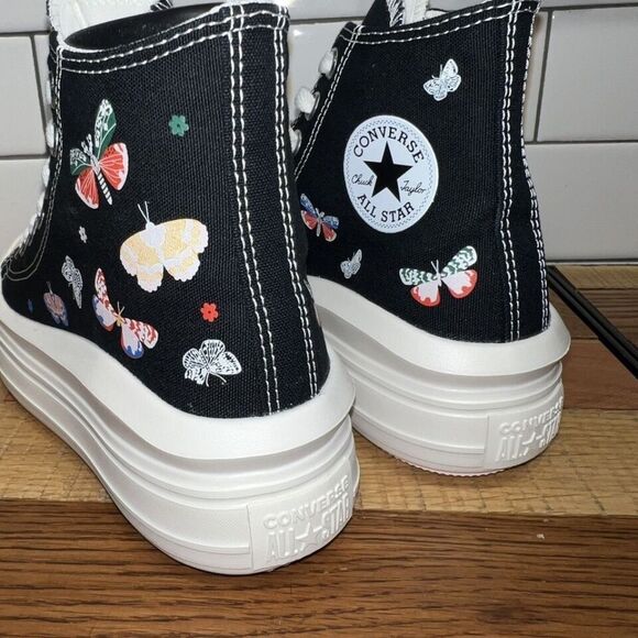 Converse Chuck Taylor All Star Move Platform High Butterfly Wings Black Sneakers - Picture 4 of 6